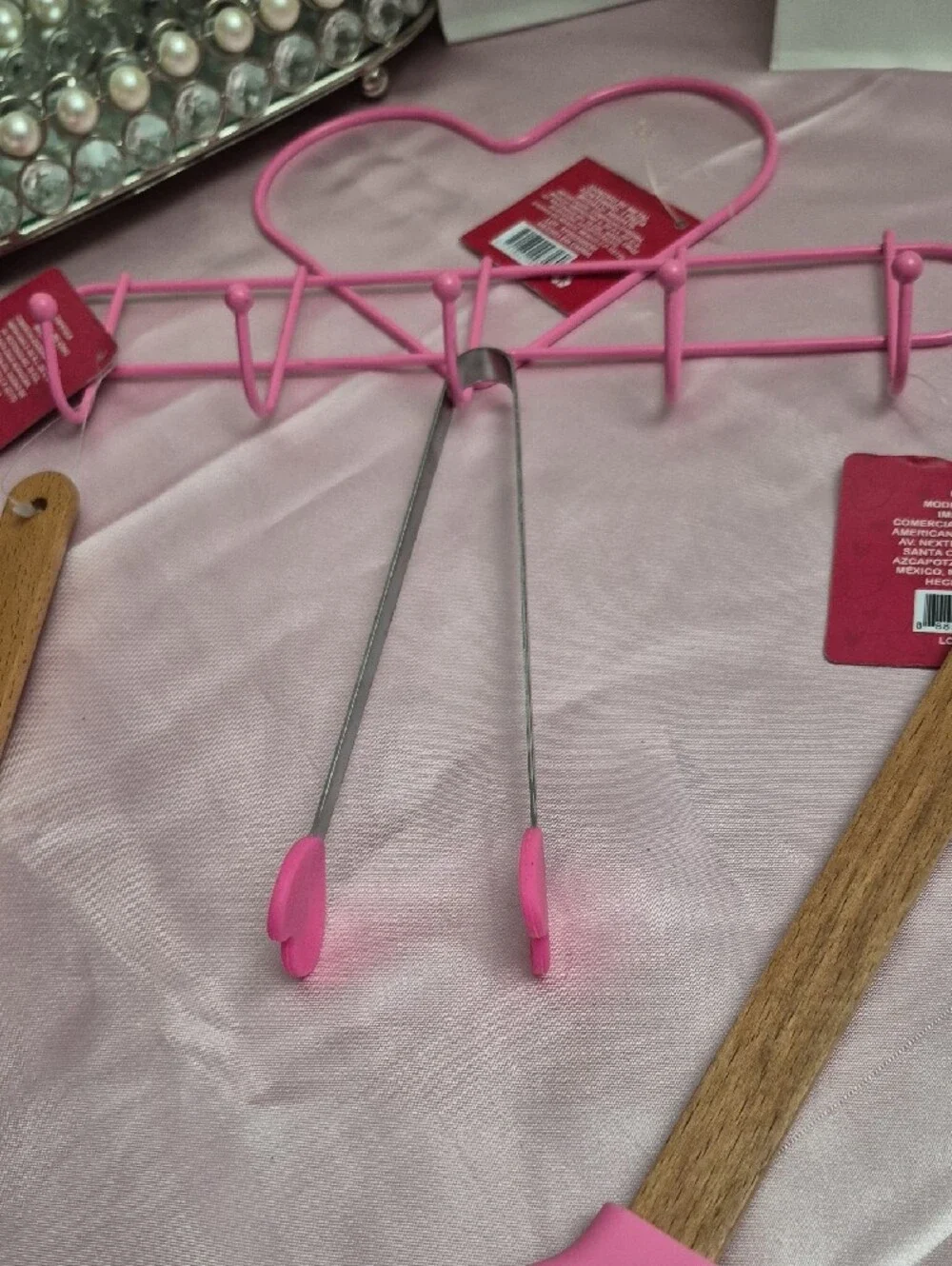 Pink Heart Silicone Spatula Set & Hanger Home  Supplies New 2224